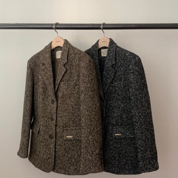 언더슨 헤링본 울자켓 블랙