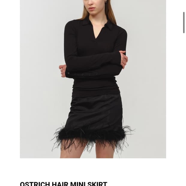 문선 ostrich hair mini skirt