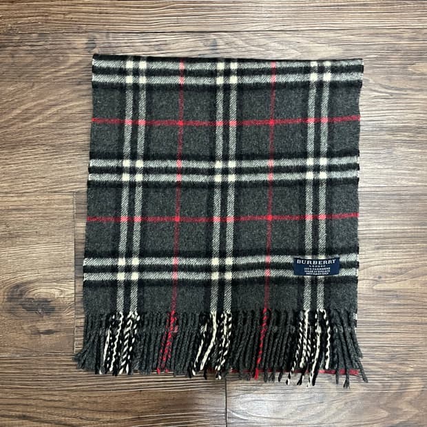 버버리 100% 캐시미어 노바체크 머플러 그레이