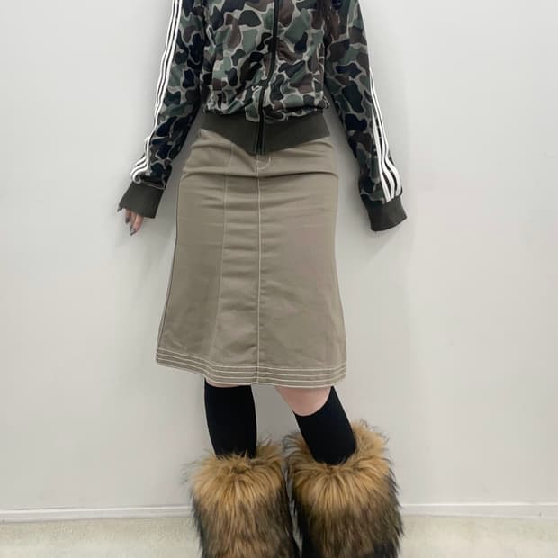 Adidas Beige Cotton Midi Skirt