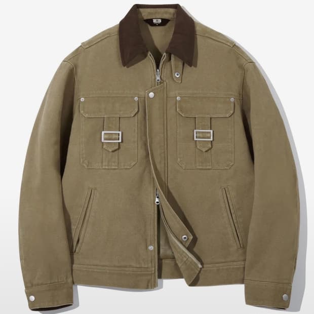 트릴리온 스톤 워싱 버클 코튼 워크 자켓