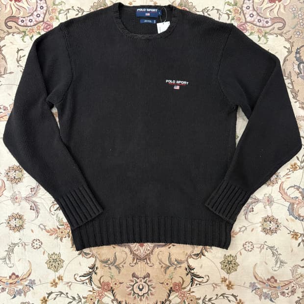 폴로스포츠 자수로고 코튼니트