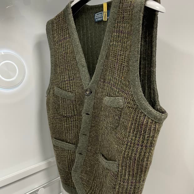 폴로 랄프로렌 글렌 플래드 울 니트 베스트 M