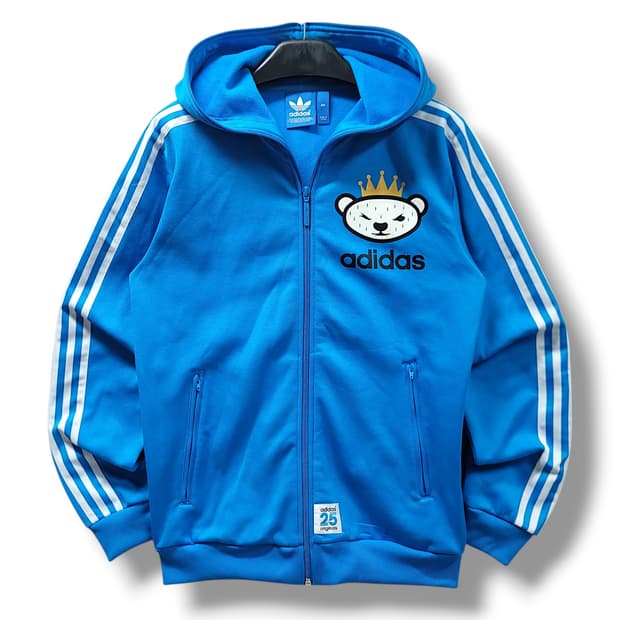 [90] 아디다스 오리지널 블루 기모 니고베어 후드집업 져지