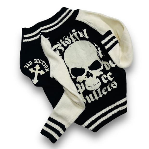 Shake Punk skull Bad Diction knit zip-up