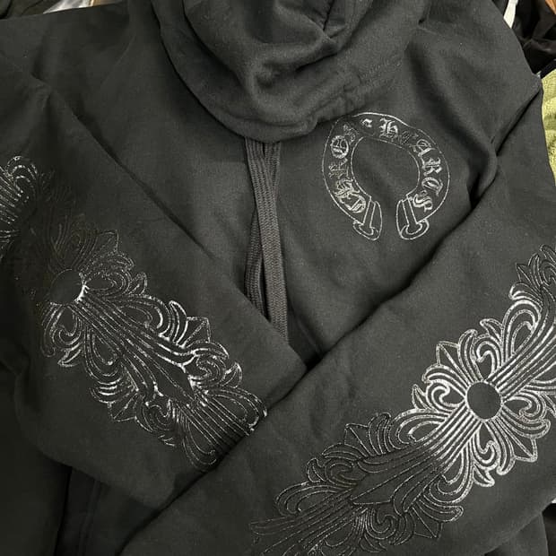 [M] 크롬하츠 홀스슈 플로랄 후드 블랙 Chrome hearts