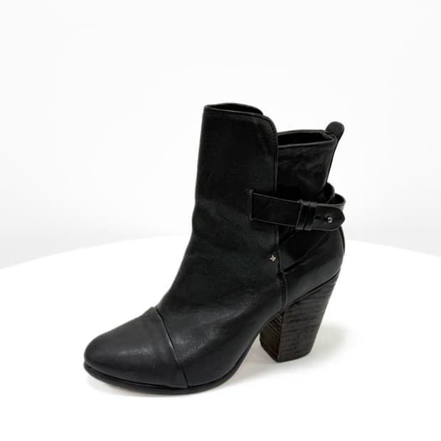 랙앤본 킨지 캡 토 스트랩 레더 앵클 부츠