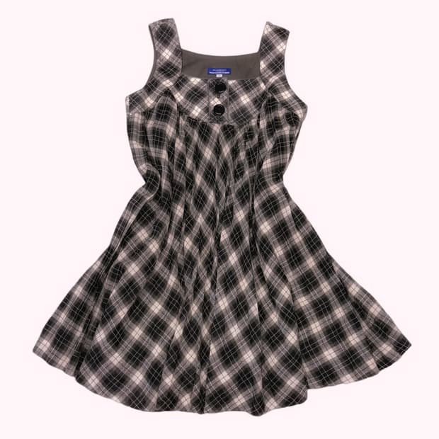 버버리 블루라벨 오레오 체크맛 핀터레스트 미니 플레어 원피스 