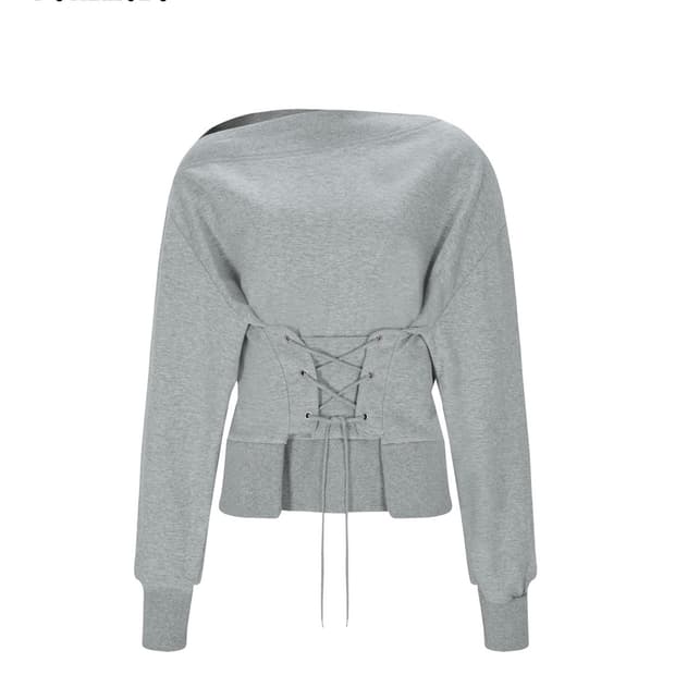 보헤미안서울 보헴서 코르셋 오프숄더 맨투맨 스웻셔츠 그레이 새상품