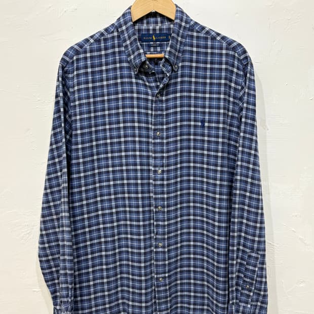 Polo 폴로 랄프로렌 QR신형 블루컬러 체크 셔츠