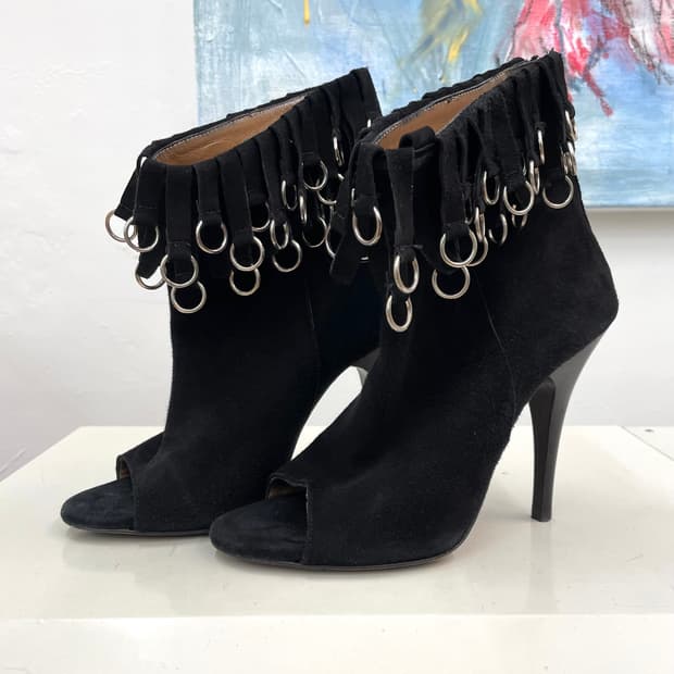 [235] 발망 스웨이드 프린지 힐 부츠