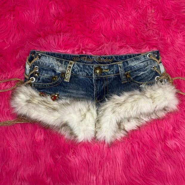 리얼 갸루맛 빈티지 퍼 숏츠