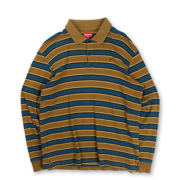 SUPREME Striped Polo Shirt (M)