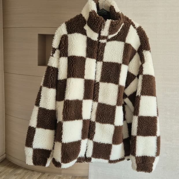 ZARA 자라 브라운 체커보드 플리스 S-M