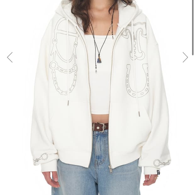 투머치택스 웨스턴 후드 집업 화이트