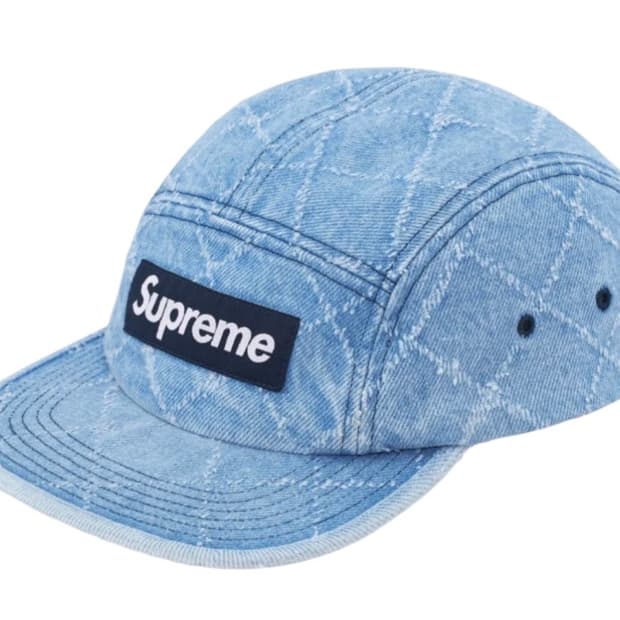 [OS] 슈프림 펀치드 데님 캠프캡 워시드 인디고 - 23FW