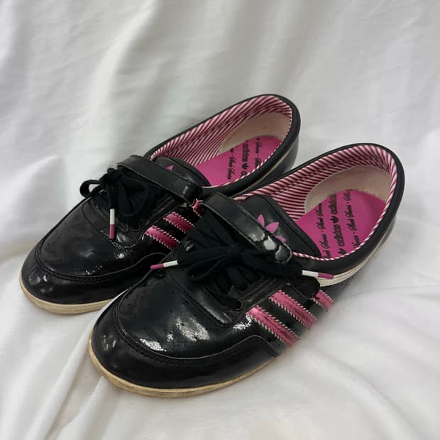 (245)아디다스 에나멜 플랫 슈즈 검핑