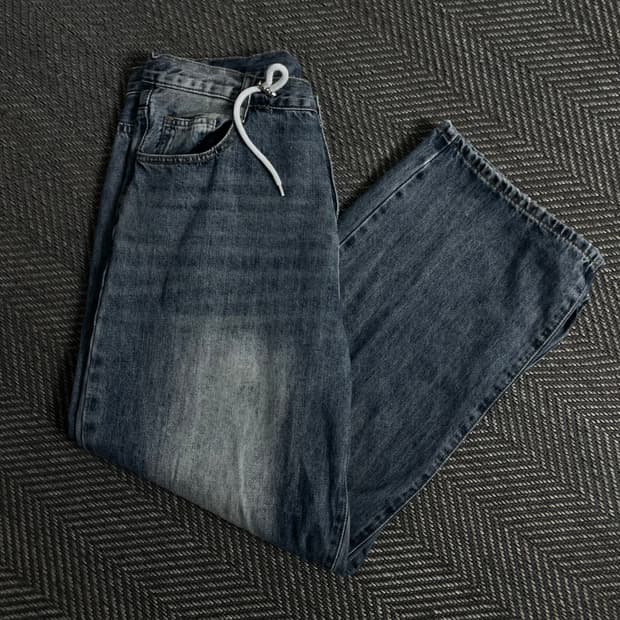 빈티지 미니멀 와이드핏 워싱 데님 팬츠y 4433