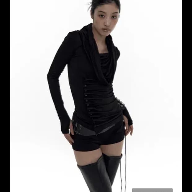 카시코 Cowl Button Long Sleeve Black(공홈품절