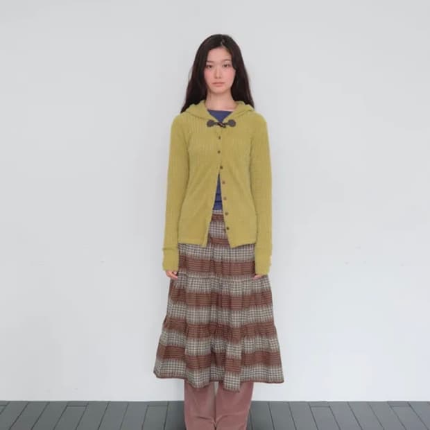 무음 토글 후드 가디건