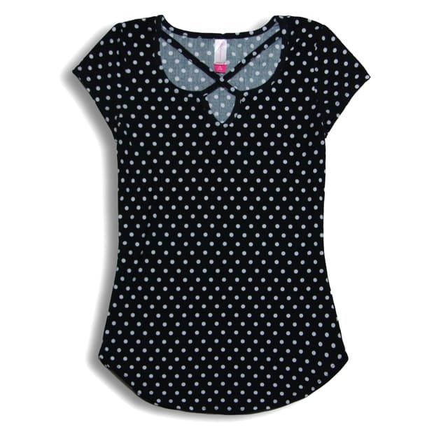 Polka Dot Curved Hem top