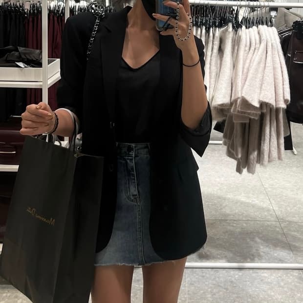 [새 상품] 쥬드마켓 스웨이드자켓 블랙 + 데님 스커트 s