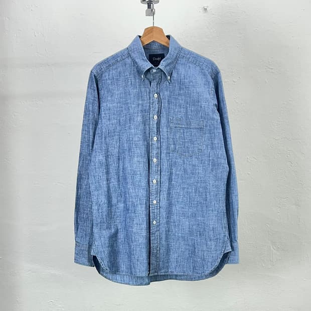 드레익스 샴브레이 버튼 다운 원 포켓 코튼 셔츠