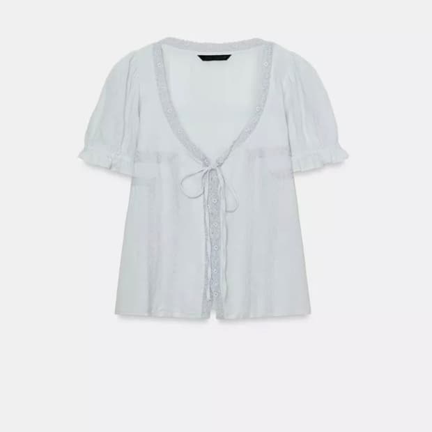 자라 Zara 거즈 자수 셔츠 블라우스