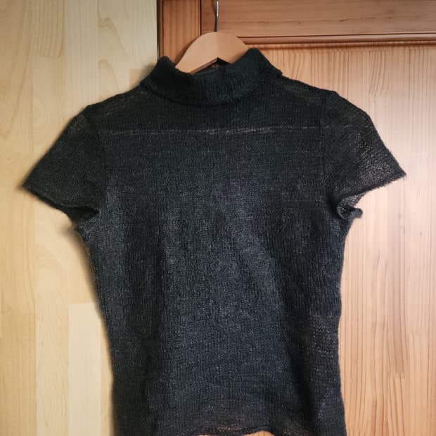 emporio armani 그린 그레이 울 반팔 폴라 니트