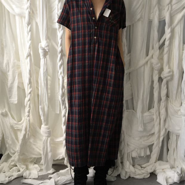 Check pattern hood long onepiece