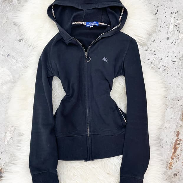 버버리 블루라벨 로고 후드집업 