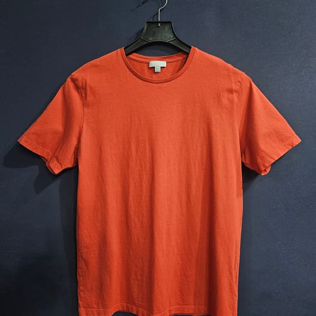 코스 다크레드 남성 슬림핏 100 반팔티 