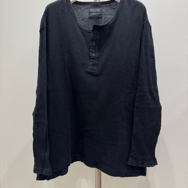 요지야마모토 와플 헨리넥 롱슬리브