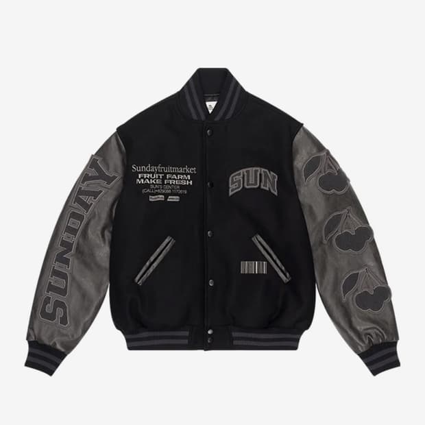 선데이후르츠마켓 SUNDAY VARSITY JACKET BLACK