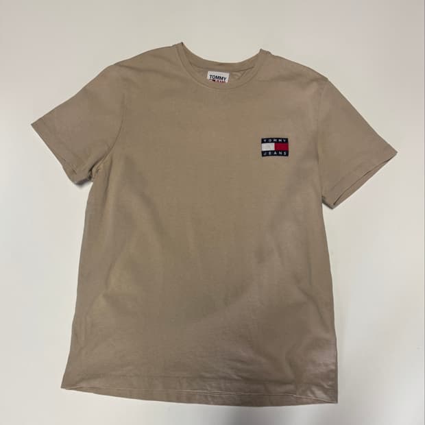 타미 Tommy 진스 로고 반팔 티셔츠 L 베이지