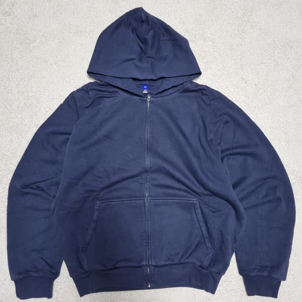 이지 갭 더블레이어 집업 후드 네이비