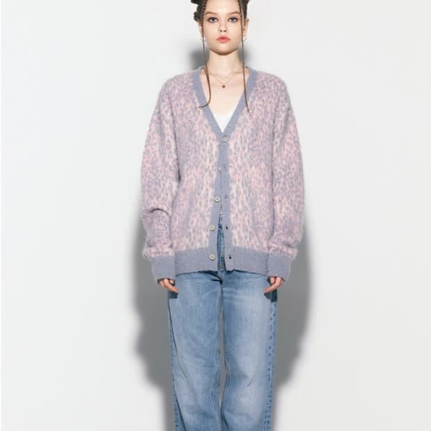 애즈이프캘리 레오파드 니트 가디건