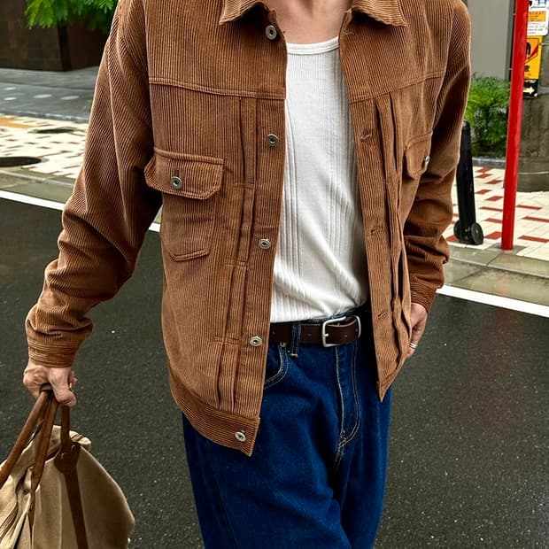 프리즘웍스 코듀 트러커 자켓M 브라운