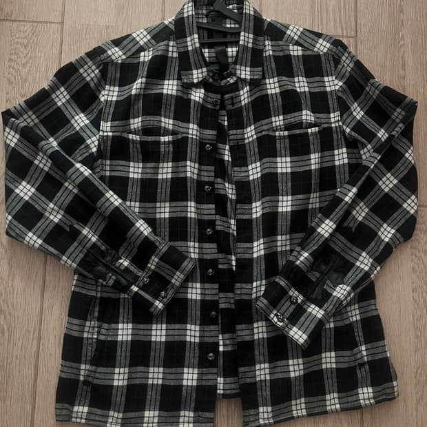 교신가능)크롬하츠 패치 12버튼 체크 셔츠