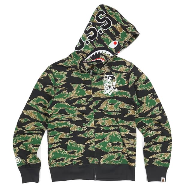 Bape ursus 타이거 카모 샤크 풀집 후디