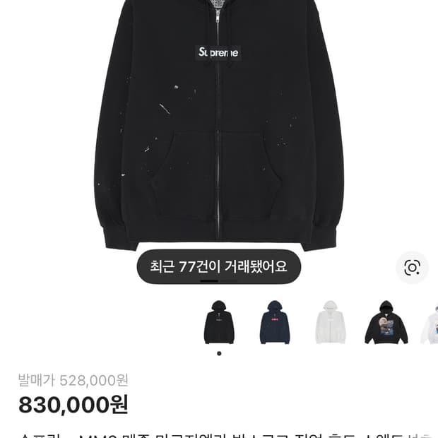 슈프림 마르지엘라 후드집업 블랙 M