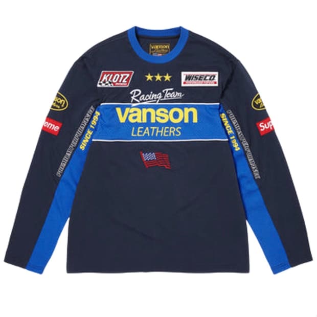 [L]슈프림 x 밴슨 레더스 롱슬리브 탑 네이비 - 26SS