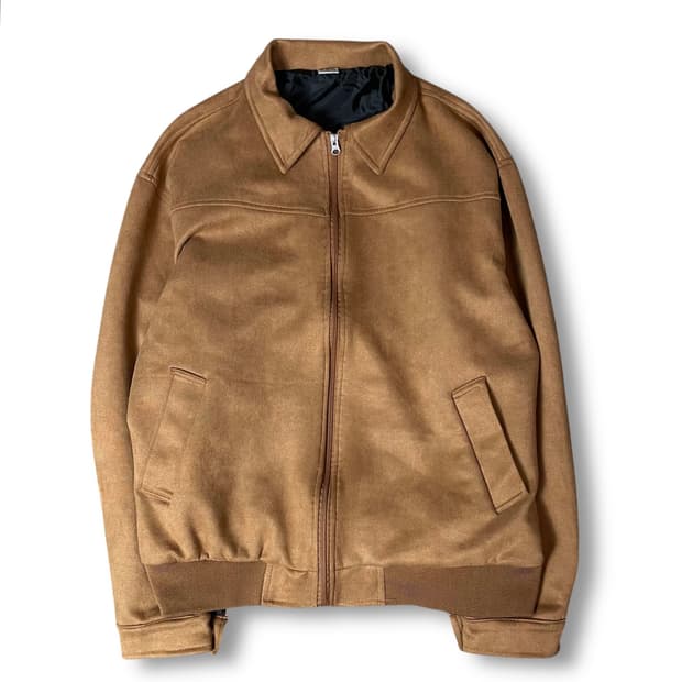 빈티지 브라운 스웨이드 카라 집업 자켓