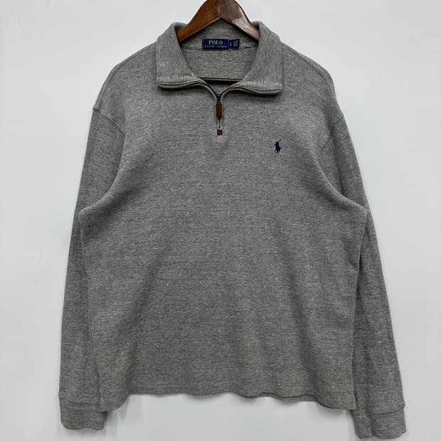 폴로 그레이 니트 반집업 