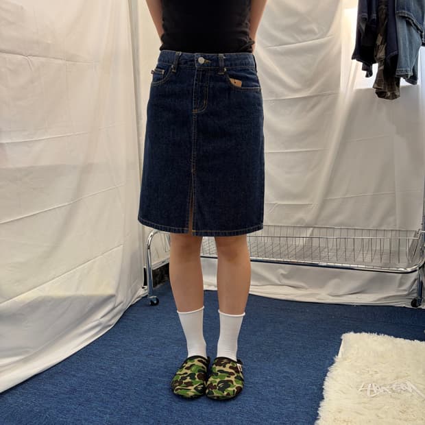 폴로 진스 컴퍼니 데님 절개 미디 스터트