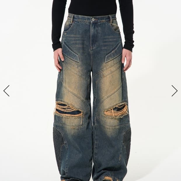 블라인드노플랜 23S/S 디스트레스드 데미지 데님팬츠(S)