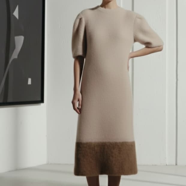 구호 모헤어 하프슬리브리스 롱니트 원피스 55사이즈