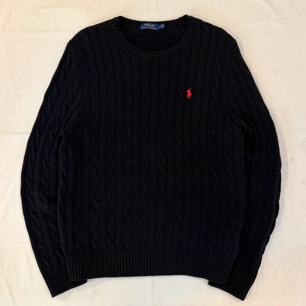 폴로 랄프로렌 꽈배기 케이블 니트 블랙
