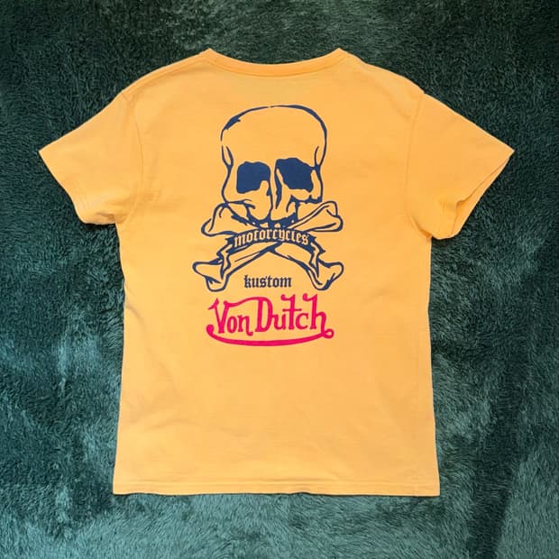 [M] Von Dutch 본더치 모터사이클 로고 티셔츠 머스타드