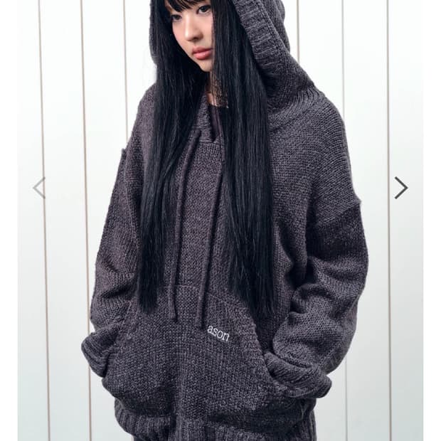 애즈온 popo hood knit 포포 후드 니트 (새상품)